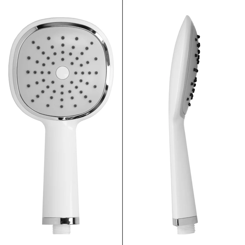 Regendusche Set oval Weiß aus Edelstahl mit Anti-Kalk Düsen