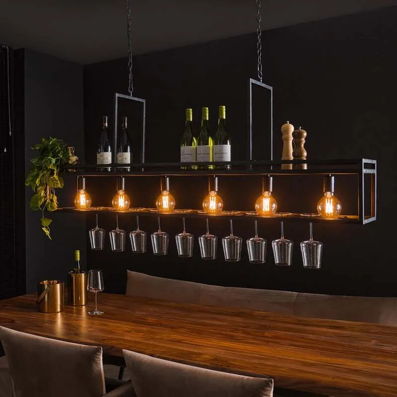B-Ware Hängeleuchte Dekorla 6-flammig dimmbar schwarz Pendelleuchte Metall 160x28cm