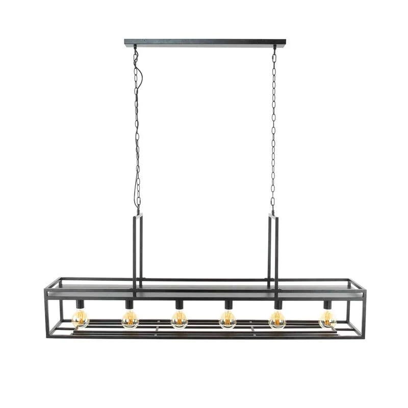 B-Ware Hängeleuchte Dekorla 6-flammig dimmbar schwarz Pendelleuchte Metall 160x28cm