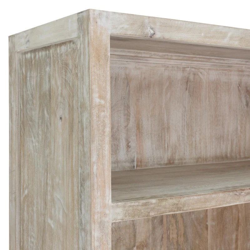 B-Ware Vitrinenschrank 110x210x45 cm Natur/Weiß aus Mangoholz WOMO-Design