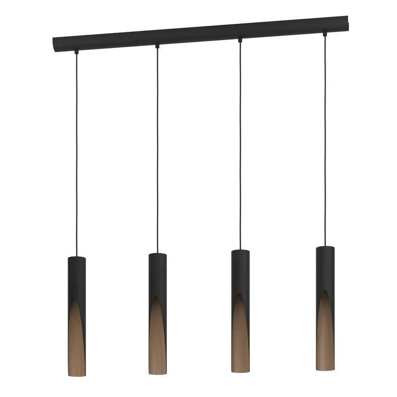 B-Ware Eglo LED Hängelampe Barbotto Pendelleuchte schwarz Eiche 4-flammig 92,5cm