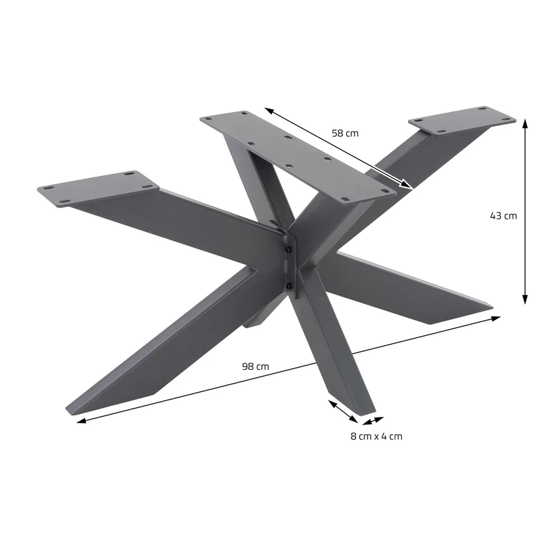 Tischbeine Tischgestell Spider 98x58x43 cm Anthrazit aus Metall ML-Design