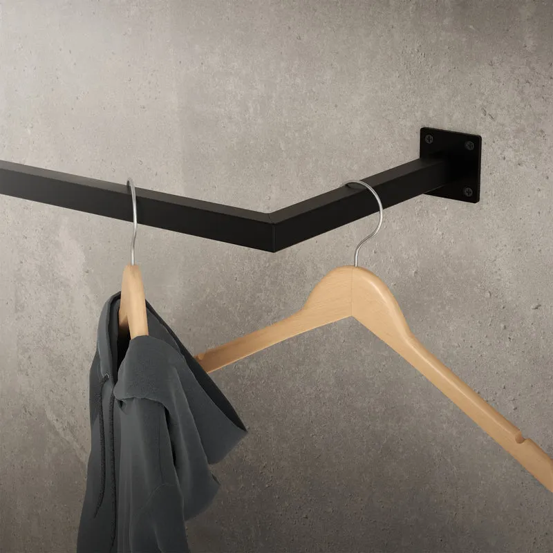 3er Set Kleiderstange Garderobe Wandmontage 12 x 60 cm Schwarz aus Stahl ML-Design