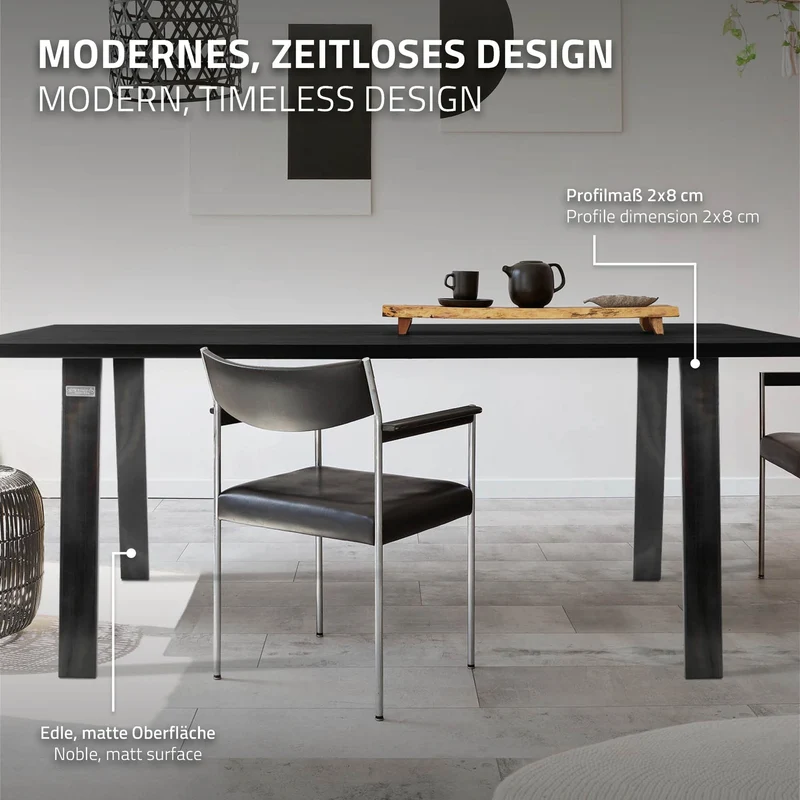 2er Set Tischbeine Loft 75x72 cm Profil 8x2cm aus Stahl U-Form ML-Design