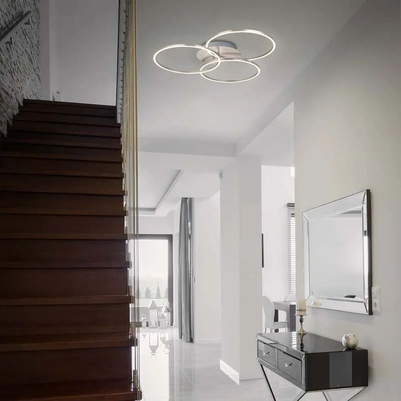 B-Ware Briloner Deckenlampe Leuchte Frame Ring dimmbar LED 3-flammig nickel 71,7x67,4cm