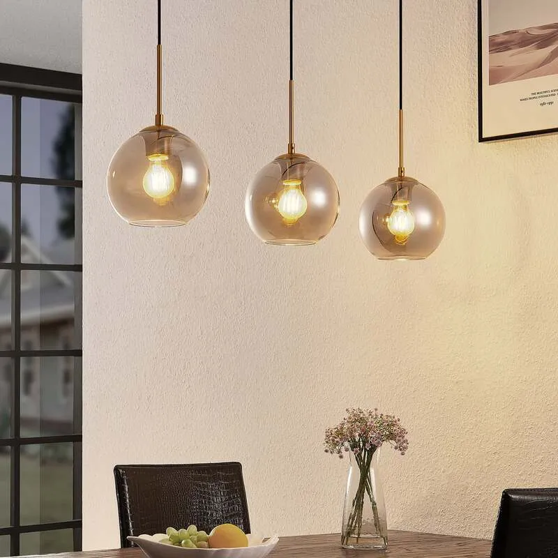 C-Ware Lindby Hiwana Hängeleuchte Deckenlampe Pendelleuchte Lampe Leuchte E27 Rauchglas