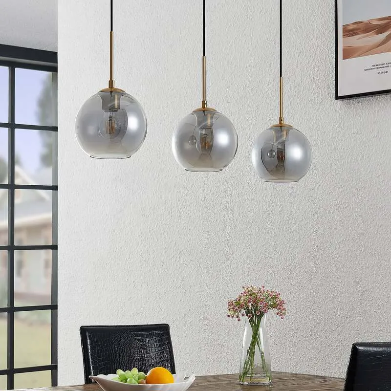 C-Ware Lindby Hiwana Hängeleuchte Deckenlampe Pendelleuchte Lampe Leuchte E27 Rauchglas