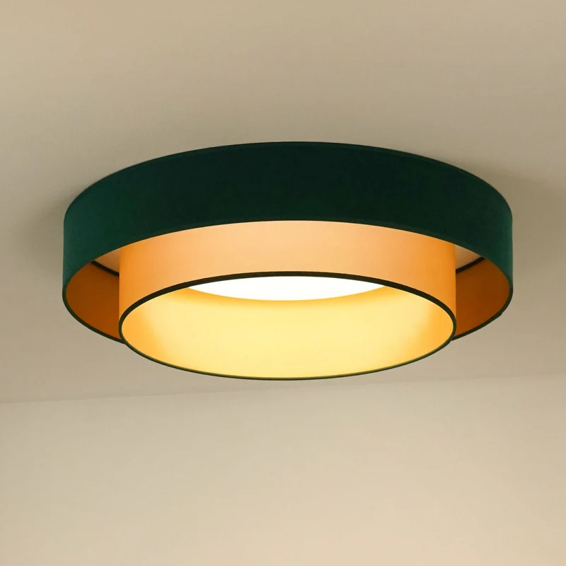 B-Ware Deckenlampe Lampe LED Luneta Fernbedienung Samt dunkelgrün gold Deckenleuchte220