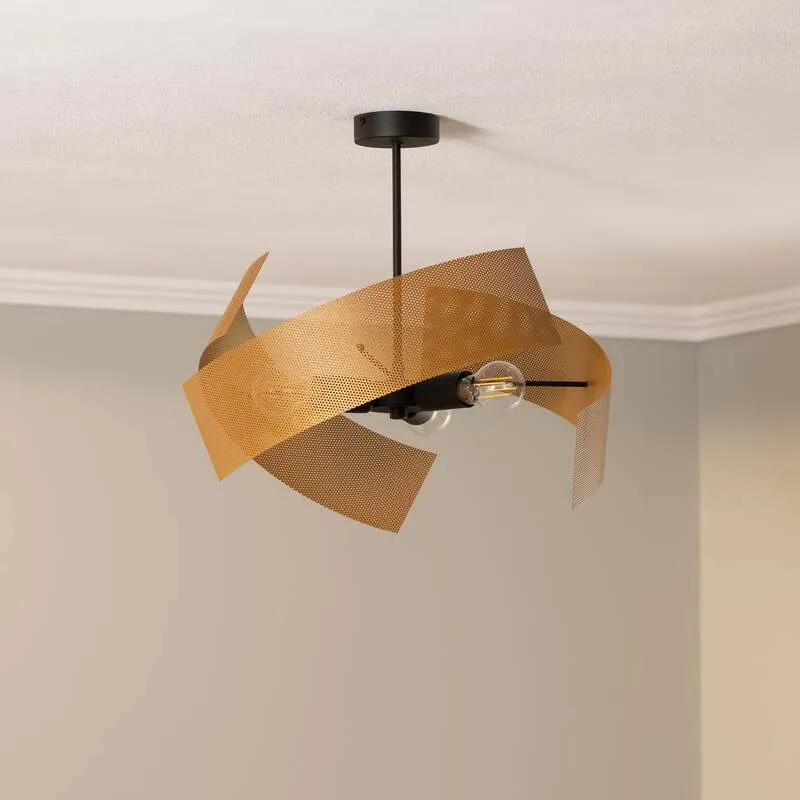B-Ware Euluna Deckenleuchte Moira LED Lampe dimmbar goldfarben schwarz Ø47cm 3-flammig