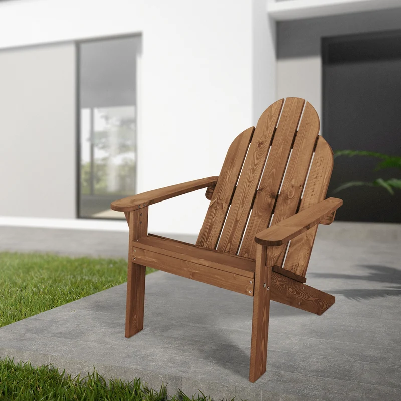 Adirondack Gartenstuhl aus Massivholz wetterfest belastbar bis 120 kg Braun aus Tannenholz ML-Design