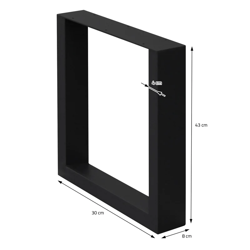 2x Tischbeine Bankkufen aus Vierkantprofilen 30x43 cm Schwarz pulverbeschichtete Stahl