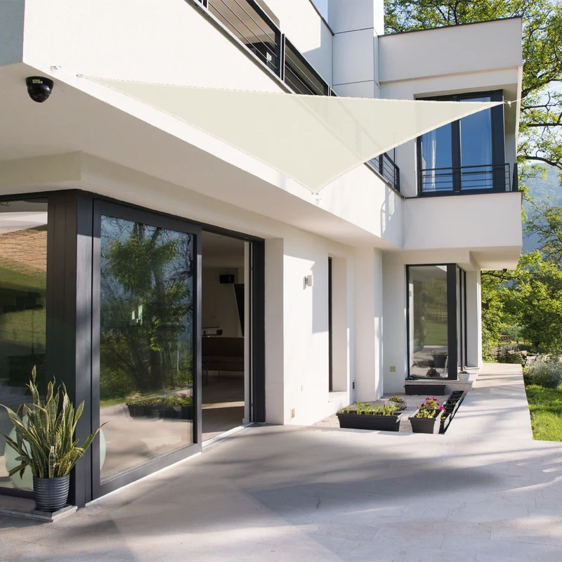 Sonnensegel dreieck 5x5x5 m Creme 100% HDPE mit UV Schutz inkl. Befestigungsseile