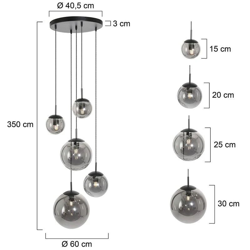 B-Ware Steinhauer Bollique Pendelleuchte Hängeleuchte Designerlampe Rauchglas schwarz