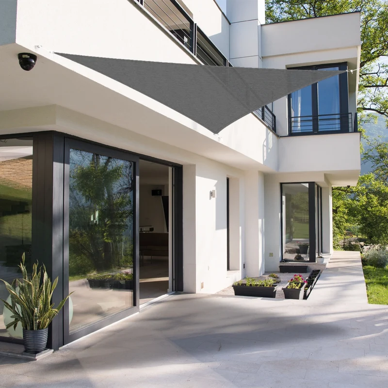 Sonnensegel dreieck 5x5x5 m Grau 100% HDPE mit UV Schutz inkl. Befestigungsseile
