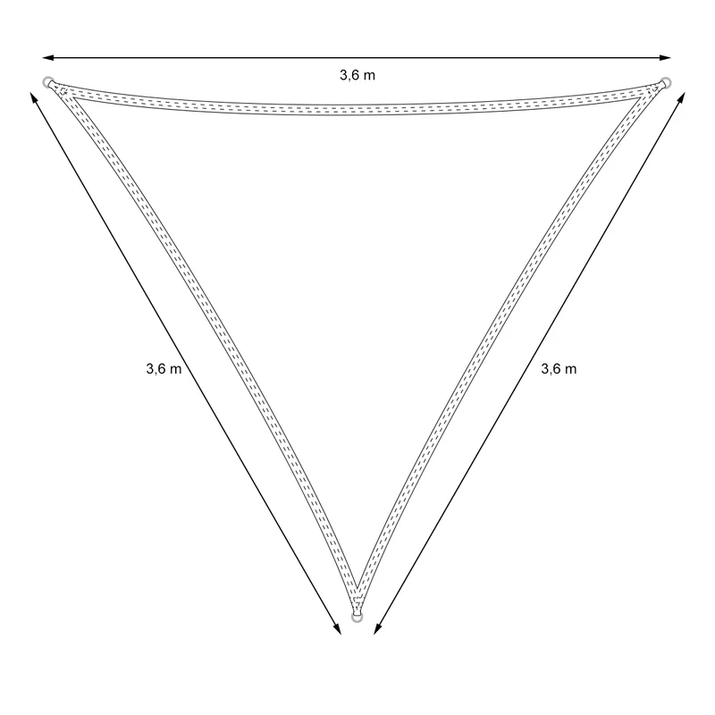 Sonnensegel dreieck 3,6x3,6x3,6 m Creme 100% HDPE mit UV Schutz inkl. Befestigungsseile
