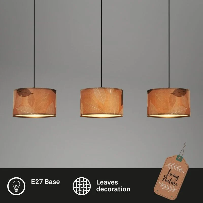 B-Ware Briloner Pendelleuchte Hängeleuchte Mata LED 3-flammig Blätterdekor Boho-Stil