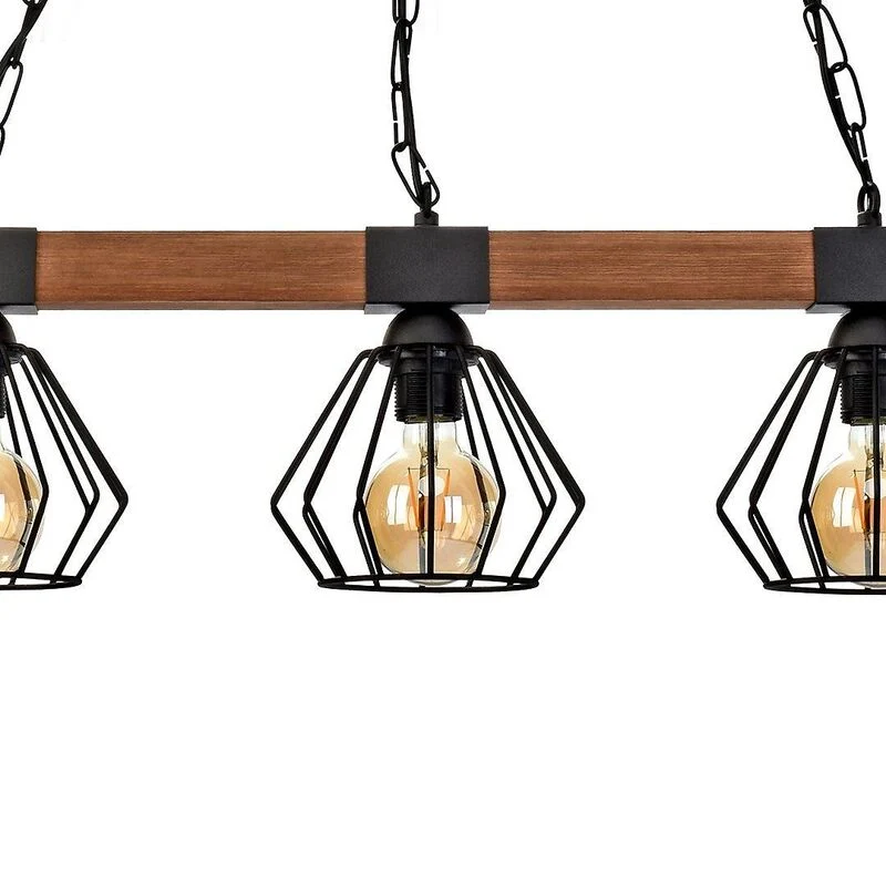 B-Ware Milagro Hängeleuchte Ulf Holzbalken 3-flammig LED Pendelleuchte Lampe schwarz