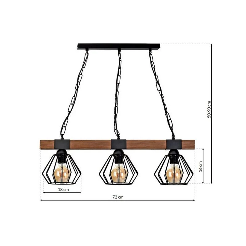 B-Ware Milagro Hängeleuchte Ulf Holzbalken 3-flammig LED Pendelleuchte Lampe schwarz
