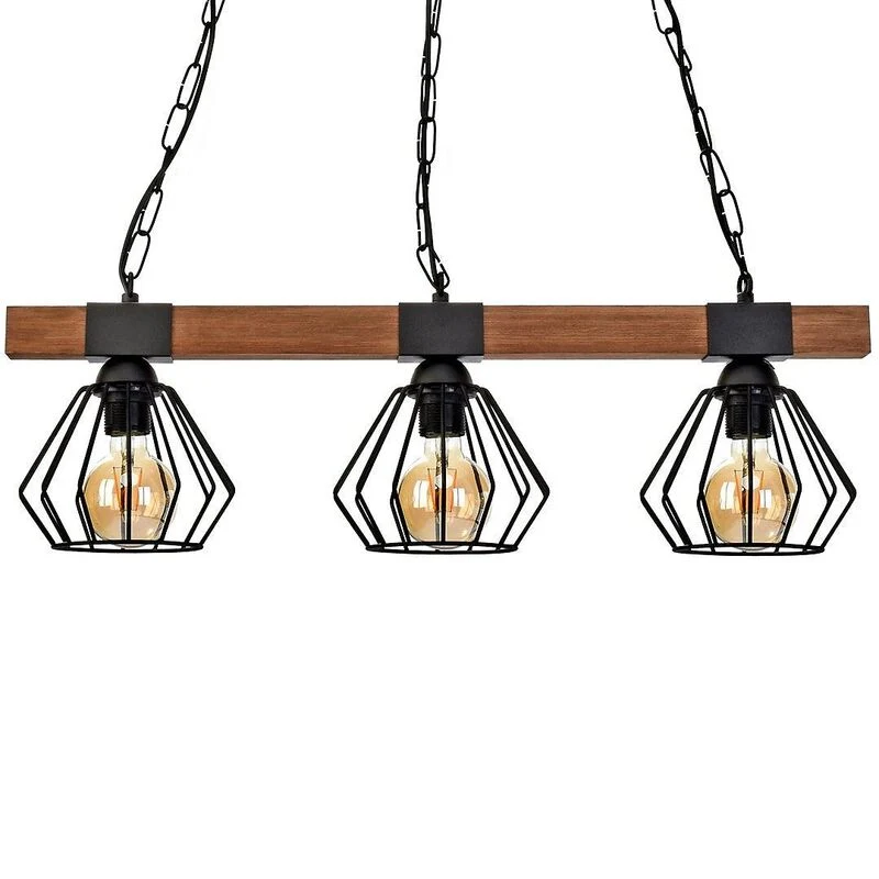 B-Ware Milagro Hängeleuchte Ulf Holzbalken 3-flammig LED Pendelleuchte Lampe schwarz