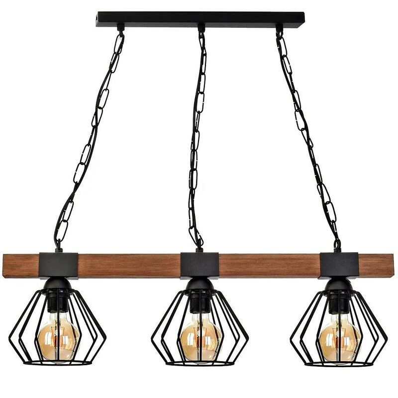 B-Ware Milagro Hängeleuchte Ulf Holzbalken 3-flammig LED Pendelleuchte Lampe schwarz