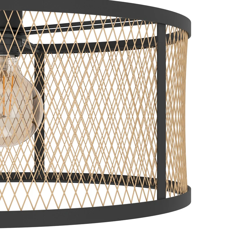 B-Ware Eglo Deckenlampe Dellow LED Leuchte dimmbar schwarz messing Ø45cm Stahl 27cm