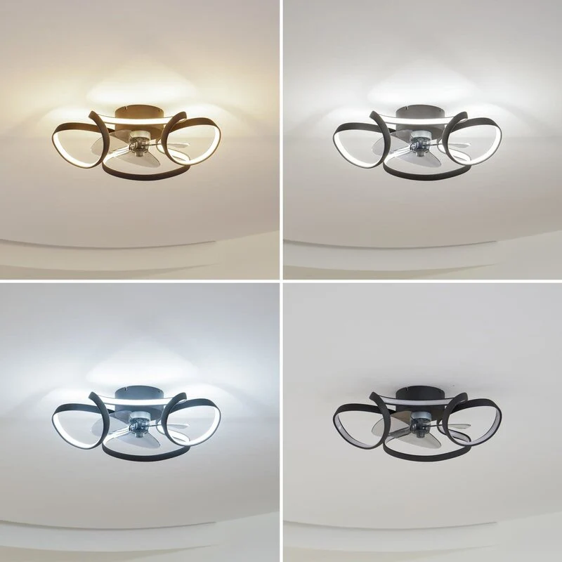 B-Ware Lindby Deckenleuchte Ventilator Lomata LED dimmbar Lampe schwarz Ø60cm 23cm
