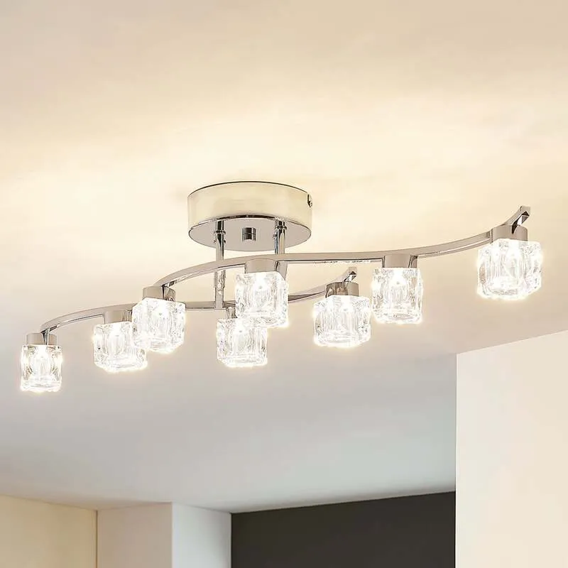 B-Ware Lindby Deckenleuchte Yaro LED Lampe dimmbar 8-flammig chrom 82,5x18cm modern