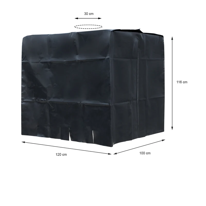 Abdeckplane für Wassertank 1000L 120x100x116 cm mit Lochauschnitt in Schwarz