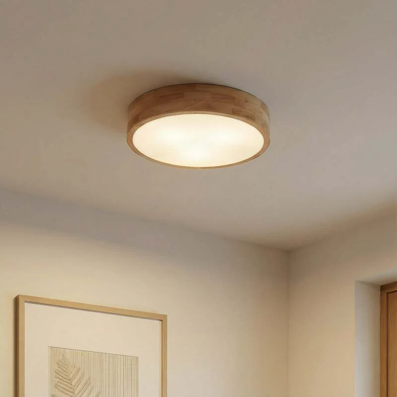 B-Ware Lindby Deckenlampe Hängeleuchte Tanju LED Leuchte dimmbar Holz Ø40cm weiß 3-flg