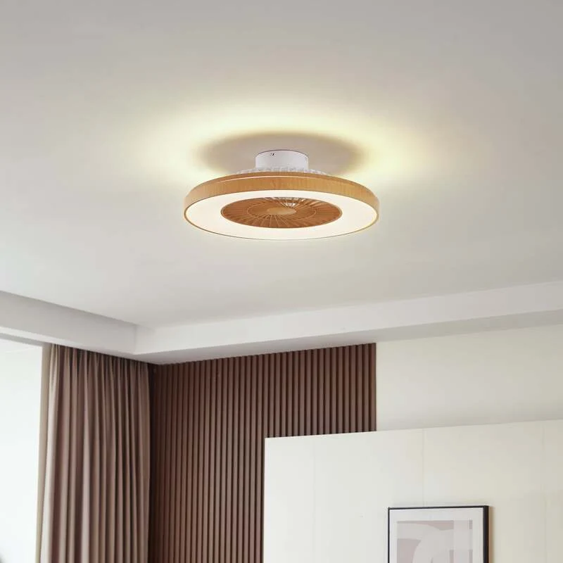 B-Ware Lindby LED-Deckenventilator Teleo Deckenventilator Venti holzfarben DC leise CCT