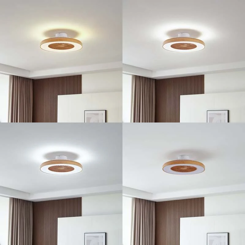 B-Ware Lindby LED-Deckenventilator Teleo Deckenventilator Venti holzfarben DC leise CCT