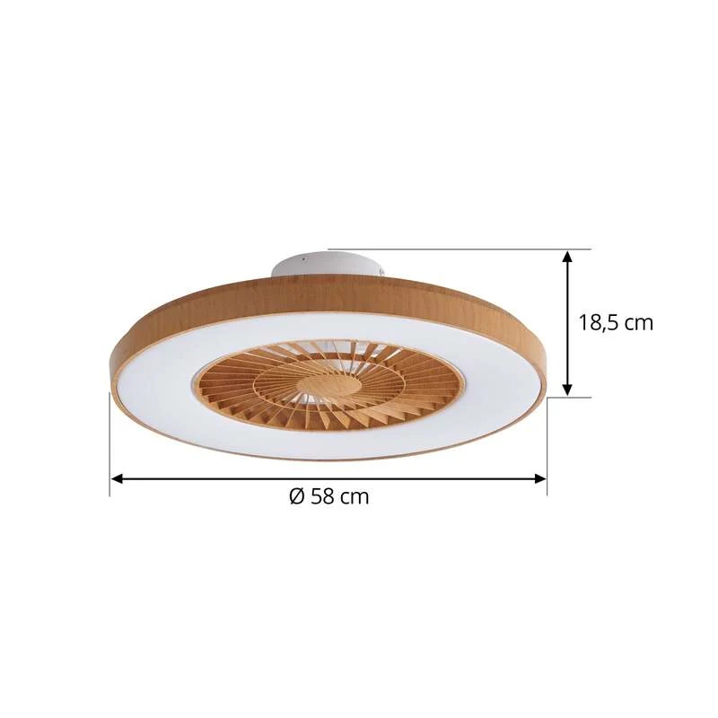 B-Ware Lindby LED-Deckenventilator Teleo Deckenventilator Venti holzfarben DC leise CCT