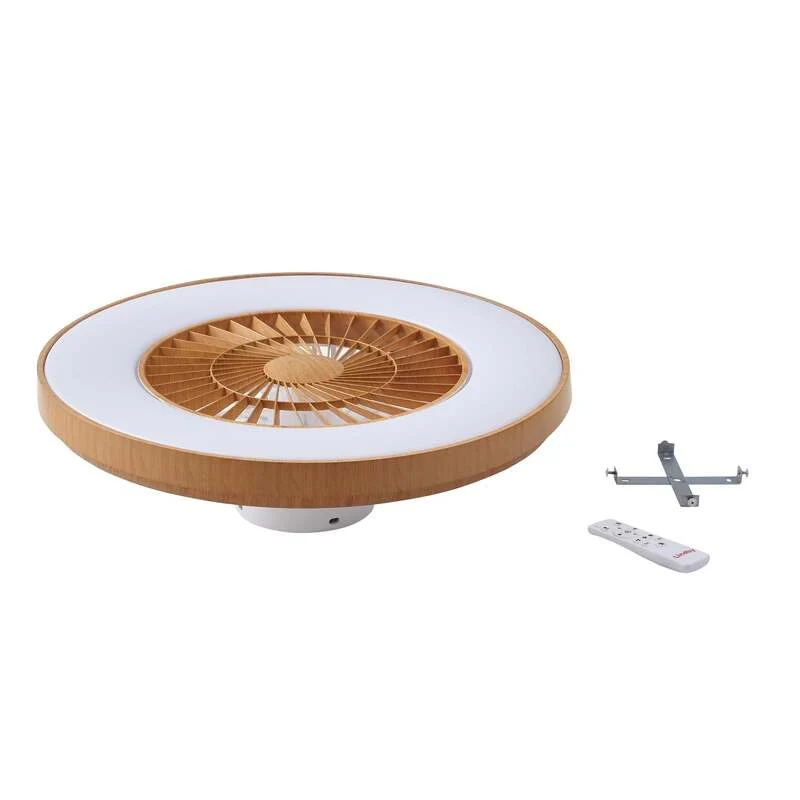 B-Ware Lindby LED-Deckenventilator Teleo Deckenventilator Venti holzfarben DC leise CCT
