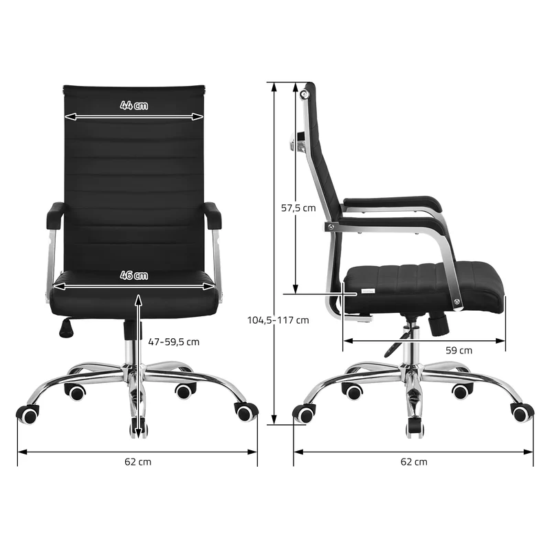 Ergonomischer Bürostuhl mit Armlehnen Schwarz mit Rollen & Wippfunktion ML-Design