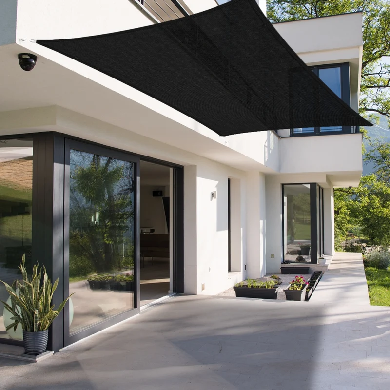 Sonnensegel rechteck 4x6 m Anthrazit 100% HDPE mit UV Schutz inkl. Befestigungsseile