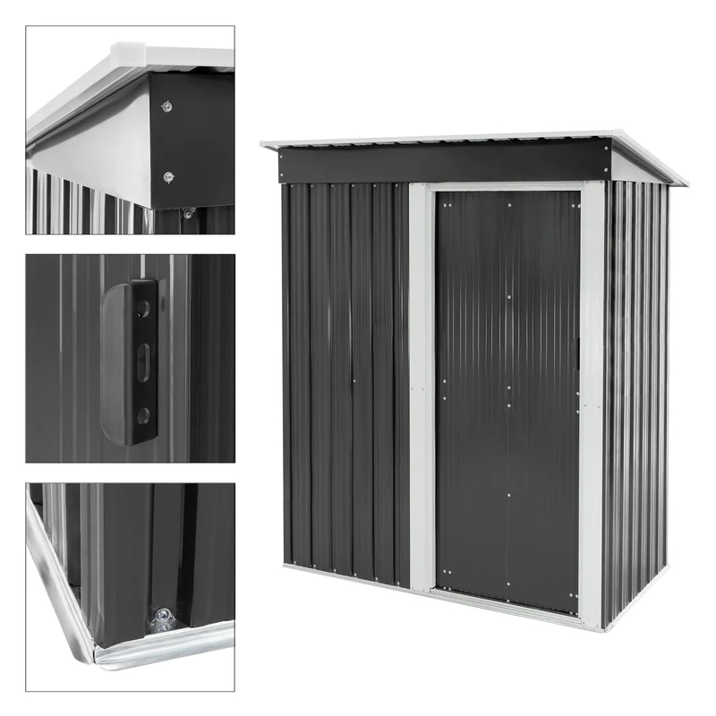 Gerätehaus 150x184x76 cm Grau aus Metall ML-Design
