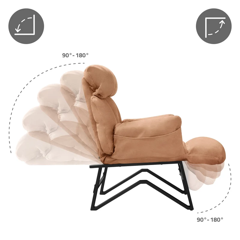 ML-DESIGN | Sessel mit Liegefunktion 85x82x102 cm aus Leinenstoff Braun Relaxsessel Fernsehsessel mit verstellbarer Rückenlehne, Armlehnen & Fußablage