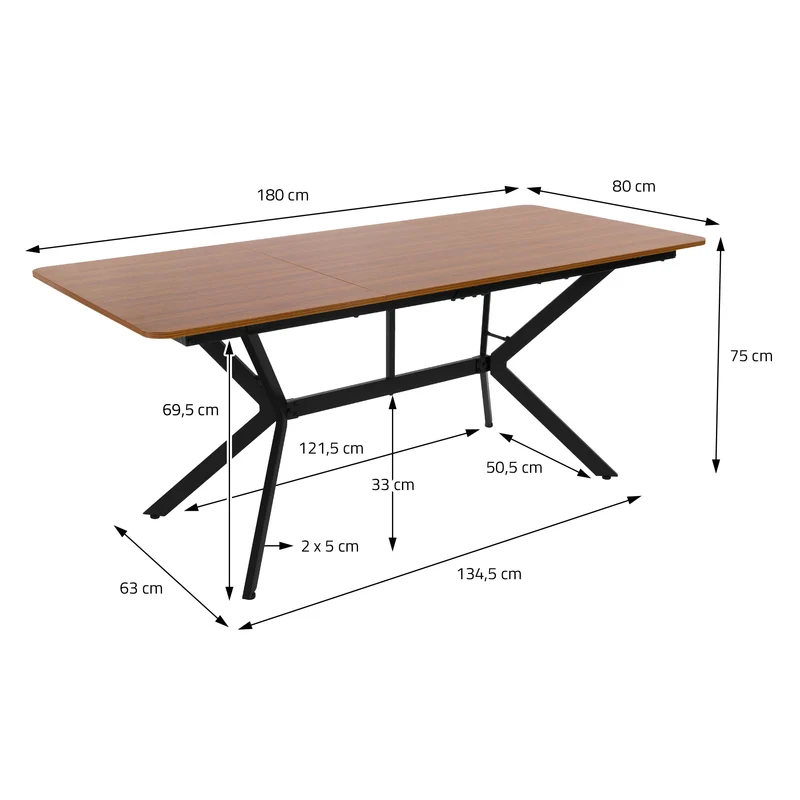 Esstisch aus Holz 180x80x75 cm Dunkelbraun Esszimmertisch für 6 Personen ML-Design