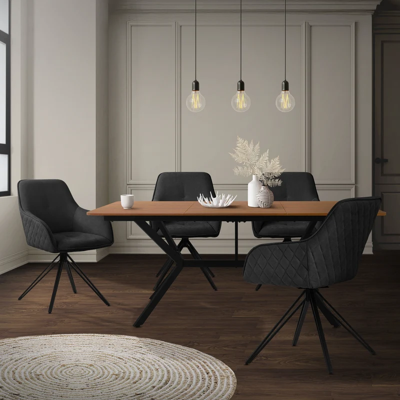 Esstisch aus Holz 180x80x75 cm Dunkelbraun Esszimmertisch für 6 Personen ML-Design