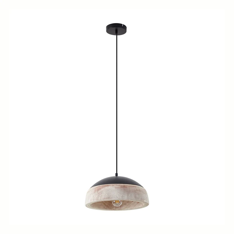 B-Ware Lucande Hängeleuchte Pendelleuchte Leivar Ø35cm LED Holz Schwarz E27 Lampe