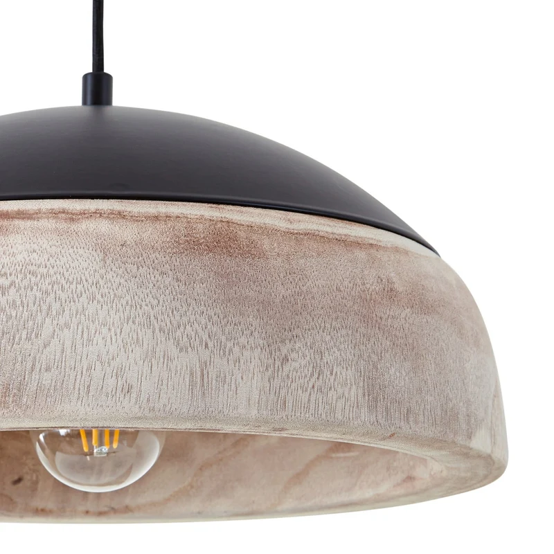 B-Ware Lucande Hängeleuchte Pendelleuchte Leivar Ø35cm LED Holz Schwarz E27 Lampe