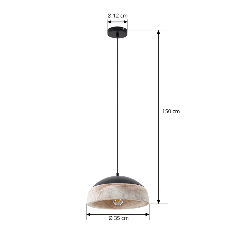 B-Ware Lucande Hängeleuchte Pendelleuchte Leivar Ø35cm LED Holz Schwarz E27 Lampe