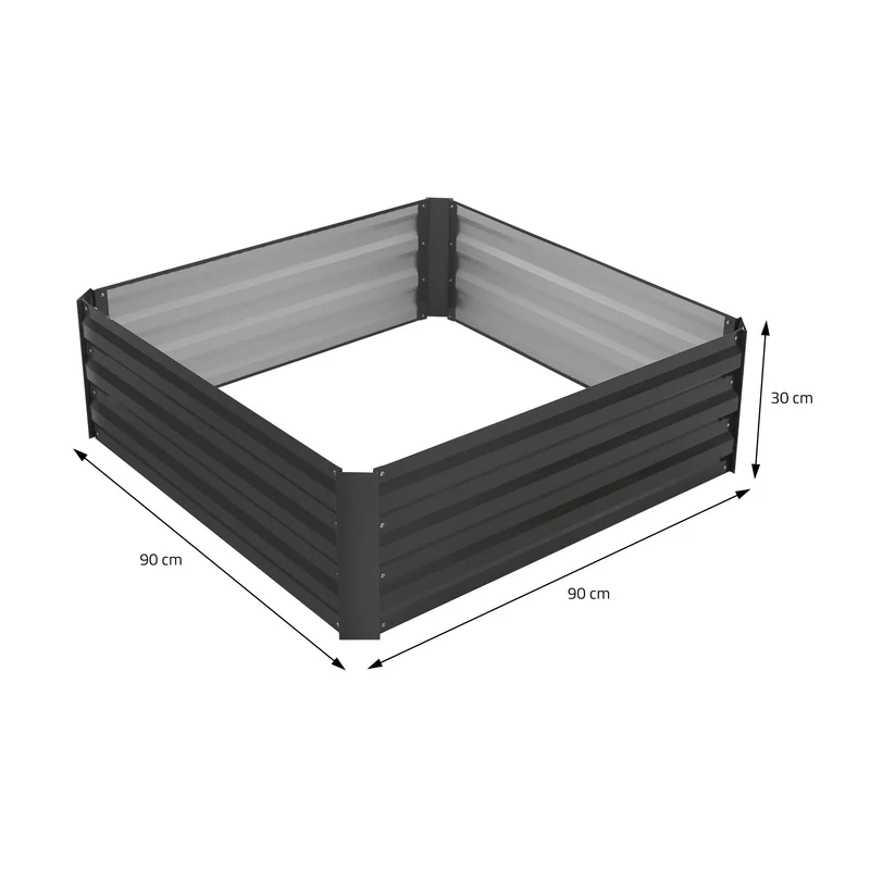 3er Set Hochbeet 90x90x30 cm Anthrazit aus Metall ML-Design