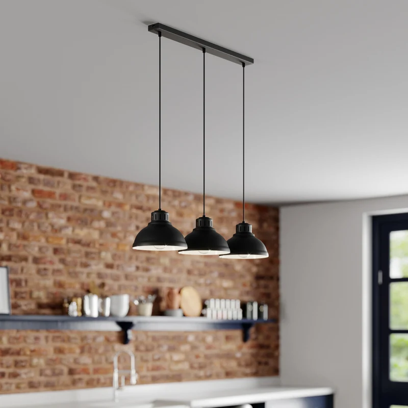 B-Ware Euluna Hängeleuchte Sven LED Pendelleuchte dimmbar schwarz 3-flammig 75x21cm