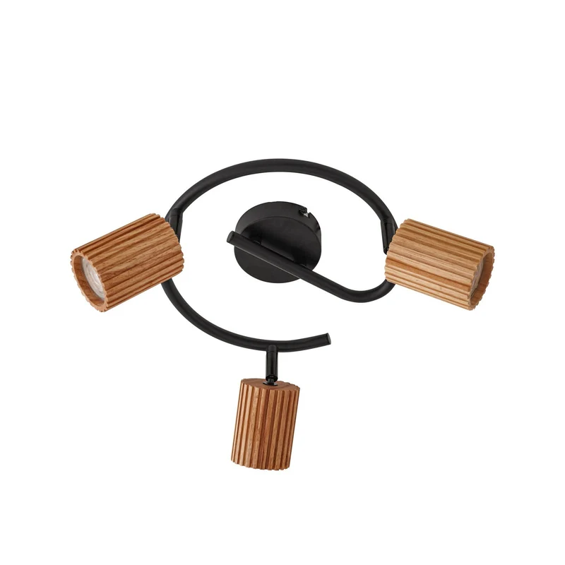B-Ware Lindby Deckenstrahler Spot Strahler Holz schwarz Eisen Stralino 3 flammig GU10