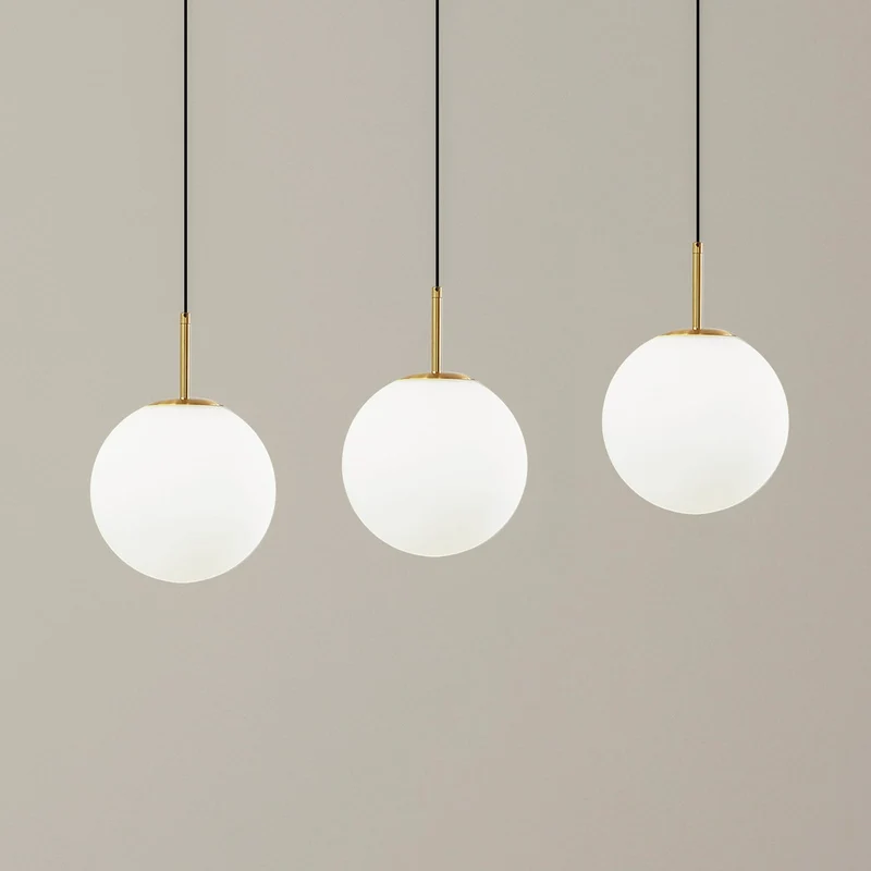 B-Ware Lucande Pendelleuchte Hängeleuchte LED Joran Glas weiß Gold Esszimmer Lampe