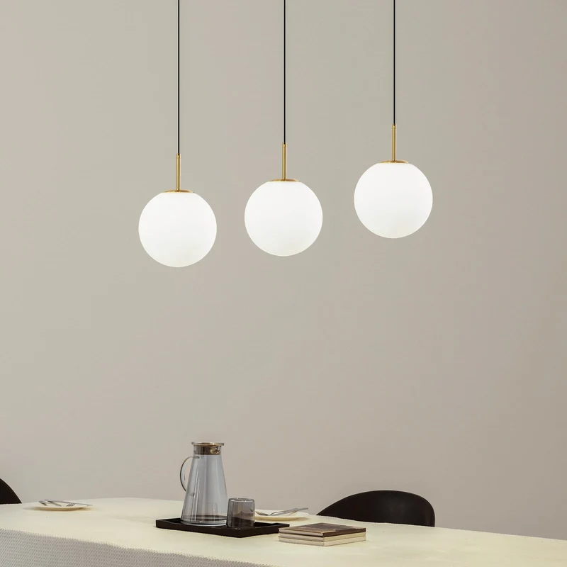 B-Ware Lucande Pendelleuchte Hängeleuchte LED Joran Glas weiß Gold Esszimmer Lampe