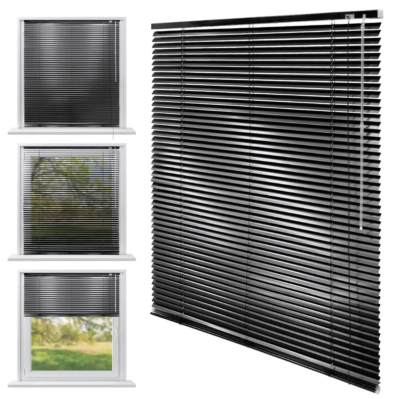 Aluminium Jalousie 100x220 cm Schwarz inkl. Montagematerial