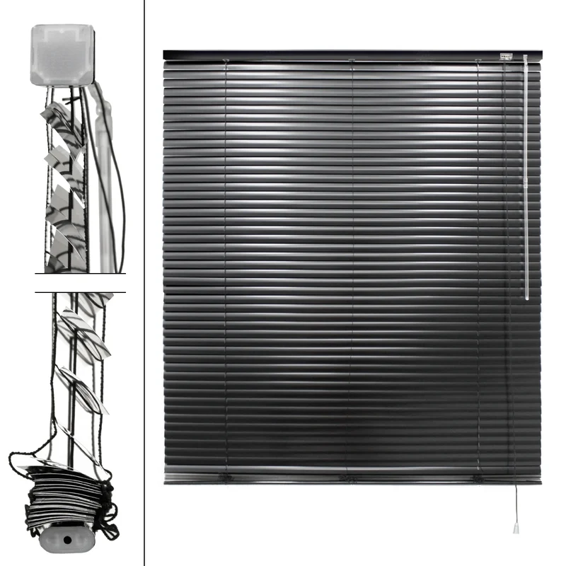 Aluminium Jalousie 120x175 cm Schwarz inkl. Montagematerial