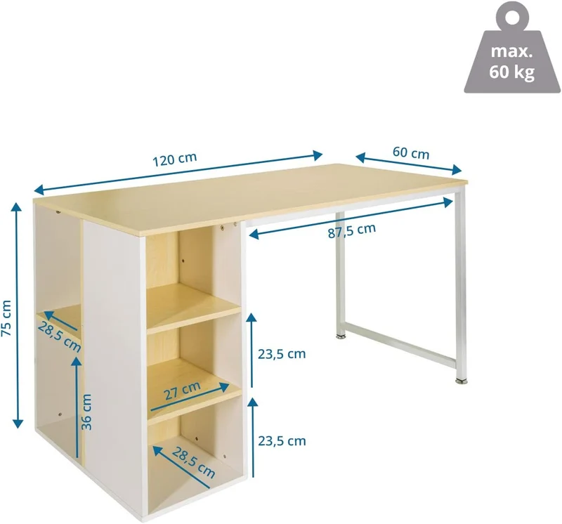 B-Ware hjh OFFICE Schreibtisch Computertisch WORKSPACE H II 120x60 cm weiß eiche